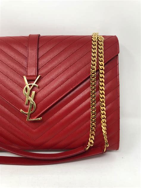 ysl red bag gold chain